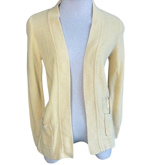 Appleseed’s Yellow Seed Stitch Linen Blend Open Cardigan Sweater  Size Small - Picture 1 of 7